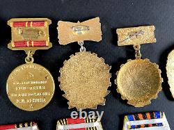 Ensemble soviétique russe de 25 médailles et insignes d'ancien combattant de l'Armée de l'URSS de la Seconde Guerre mondiale. Document