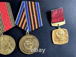 Ensemble soviétique russe de 25 médailles et insignes d'ancien combattant de l'Armée de l'URSS de la Seconde Guerre mondiale. Document
