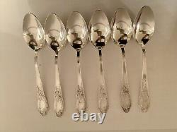 Ensemble vintage de 6 cuillères de table en argent 875 soviétique russe de 1967, URSS, 456 grammes dans une boîte