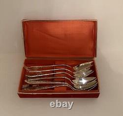 Ensemble vintage de 6 cuillères de table en argent 875 soviétique russe de 1967, URSS, 456 grammes dans une boîte