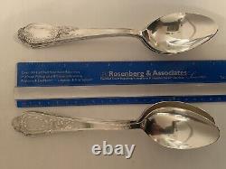 Ensemble vintage de 6 cuillères de table en argent 875 soviétique russe de 1967, URSS, 456 grammes dans une boîte