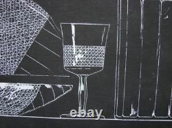 Esquisse de peinture soviétique ukrainienne URSS cristal verrerie verre à shot carafe