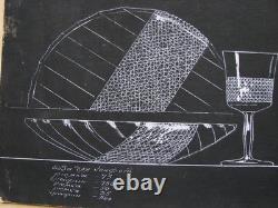 Esquisse de peinture soviétique ukrainienne URSS cristal verrerie verre à shot carafe