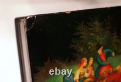 FEDOSKINO URSS Russe Grande Boîte en Laque Peinte à la Main TROYKA Signée Datée