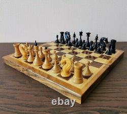 Fastship Middle Classic Soviétique Jeu D’échecs En Bois Russe Vintage Urss Antique