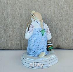 Figurine en porcelaine Dulevo vintage de l'URSS soviétique russe avec boîte en malachite