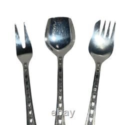 Fourchettes et cuillères à dessert vintage russes soviétiques URSS en argent 916, lot de 3 pièces avec boîte cadeau