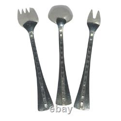 Fourchettes et cuillères à dessert vintage russes soviétiques URSS en argent 916, lot de 3 pièces avec boîte cadeau
