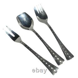 Fourchettes et cuillères à dessert vintage russes soviétiques URSS en argent 916, lot de 3 pièces avec boîte cadeau
