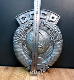 Grand Vieux Blason URSS Signe Émblème Métal Antiques Soviétique Russe Très Rare