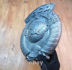 Grand Vieux Blason URSS Signe Émblème Métal Antiques Soviétique Russe Très Rare