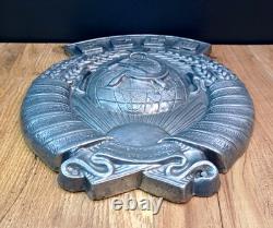 Grand Vieux Blason URSS Signe Émblème Métal Antiques Soviétique Russe Très Rare