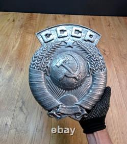 Grand Vieux Blason URSS Signe Émblème Métal Antiques Soviétique Russe Très Rare