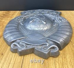 Grand vieux blason de l’URSS, emblème métallique antique soviétique russe, très rare