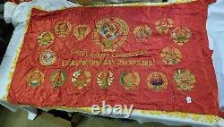 Grande Urss Russie Soviet Socialiste Lenin Communisme Red Banner Flag Propagande