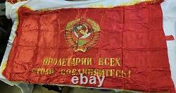 Grande Urss Russie Soviet Socialiste Lenin Communisme Red Banner Flag Propagande