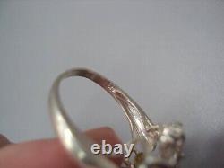 Gros anneau en argent sterling 925 ciselé de l'URSS soviétique antique pour bijoux pour femmes taille 7,5