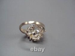 Gros anneau en argent sterling 925 ciselé de l'URSS soviétique antique pour bijoux pour femmes taille 7,5