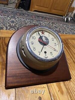 Horloge murale sous-marine soviétique russe de l'époque Vtg B CCCP Kauahguyckue, support de bureau personnalisé