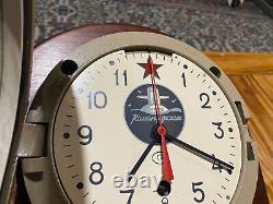Horloge murale sous-marine soviétique russe de l'époque Vtg B CCCP Kauahguyckue, support de bureau personnalisé