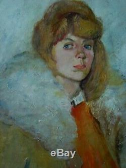 Huile Soviet Russe Ukrainien Peinture Impressionisme Portrait Femme Fille Femme