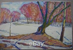 Huile Soviétique De Russie Ukraine Peinture Impressionnisme Arbres D'hiver