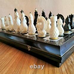 Jeu D'échecs Soviétique Laiton Carbolite Russe Vintage Urss Chessman Antique