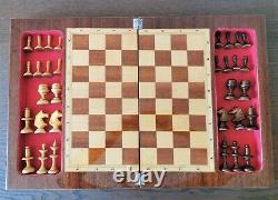 Jeu Olympique D'échecs Soviétique Livre En Bois Intarsia Russe Vintage Urss Antique