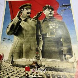 Joseph Staline Affiche de propagande communiste soviétique russe 15,5 x 23 pouces