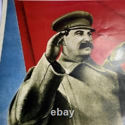 Joseph Staline Affiche de propagande communiste soviétique russe 15,5 x 23 pouces