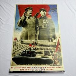 Joseph Staline Affiche de propagande communiste soviétique russe 15,5 x 23 pouces