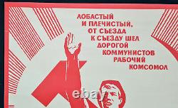 Komsomol Vlksm Ussr 1981 Affiche Des Bolcheviks Communistes Soviétiques Russes Authentiques