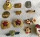 Lot Urss, Russe, Insignes Militaires SoviÉtiques Étoile Rouge, Patriotiques, Pins De Travail