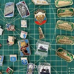 Lot 55 Pcs Russian Soviet Badge Pin Vintage Urss Russie? Les Sports Et La Mixité Militaire