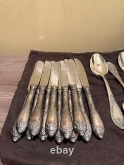 Lot de couverts vintage soviétiques russes Ussr Hep, 12 couteaux et 9 cuillères + cadre bonus
