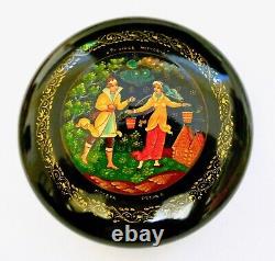 MSTERA Soviétique URSS Années 1970 Boîte en Laque Russe Poudrier Artiste Signé + Papier