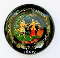 MSTERA Soviétique URSS Années 1970 Boîte en Laque Russe Poudrier Artiste Signé + Papier