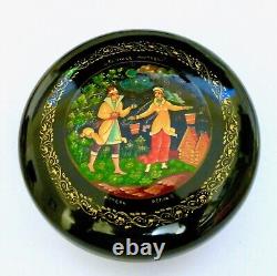 MSTERA Soviétique URSS Années 1970 Boîte en Laque Russe Poudrier Artiste Signé + Papier