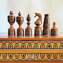 Main Vintage En Bois Sculpté Jeu D'échecs Soviet Urss Échecs Russe Antique