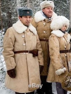 Manteau Bekesha En Peau De Mouton Officier De L'armée Russe Manteau En Peau De Mouton D'hiver Urss Tulup