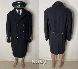 Manteau, chemise, casquette vintage de conducteur de chemin de fer soviétique, URSS, uniforme russe