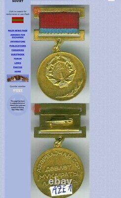 Médaille rare de l'Ordre du Mérite d'État de l'URSS soviétique russe en Azerbaïdjan