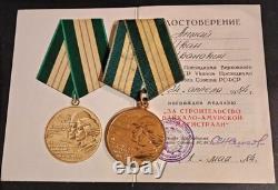Médaille soviétique russe de l’URSS BAM, ordre, insigne avec document