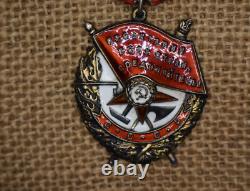 Médaillon Étoile Rouge Argent de la Russie Soviétique URSS CCCP Insigne Ordre de la Bannière Rouge
