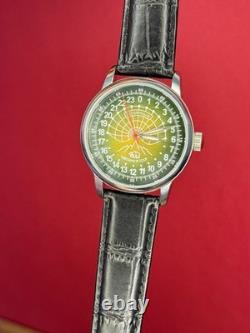 Montre Raketa automatique 24 h pour homme russe soviétique URSS Polar Day verte