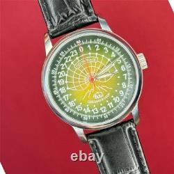 Montre Raketa automatique 24 h pour homme russe soviétique URSS Polar Day verte