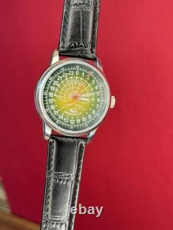 Montre Raketa automatique 24 h pour homme russe soviétique URSS Polar Day verte