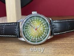 Montre Raketa automatique 24 h pour homme russe soviétique URSS Polar Day verte
