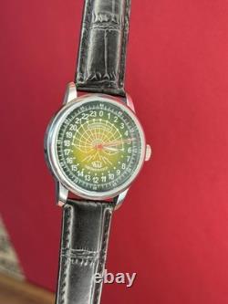 Montre Raketa automatique 24 h pour homme russe soviétique URSS Polar Day verte