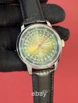 Montre Raketa automatique 24 h pour homme russe soviétique URSS Polar Day verte